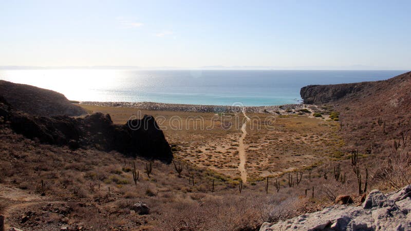 Playa Escondida on the shore of the Sea of Cortes, view before the sunset, BCS, Mexico