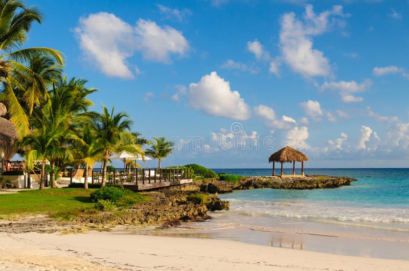 Tropical Paradise. Dominican Republic, Seychelles, Caribbean, Mauritius, Philippines, Bahamas. Relaxing on remote Paradise beach. Vintage. Punta Cana. Dream beach with palm tree over the sand. Tropical Paradise. Dominican Republic, Seychelles, Caribbean, Mauritius, Philippines, Bahamas. Relaxing on remote Paradise beach. Vintage. Punta Cana. Dream beach with palm tree over the sand