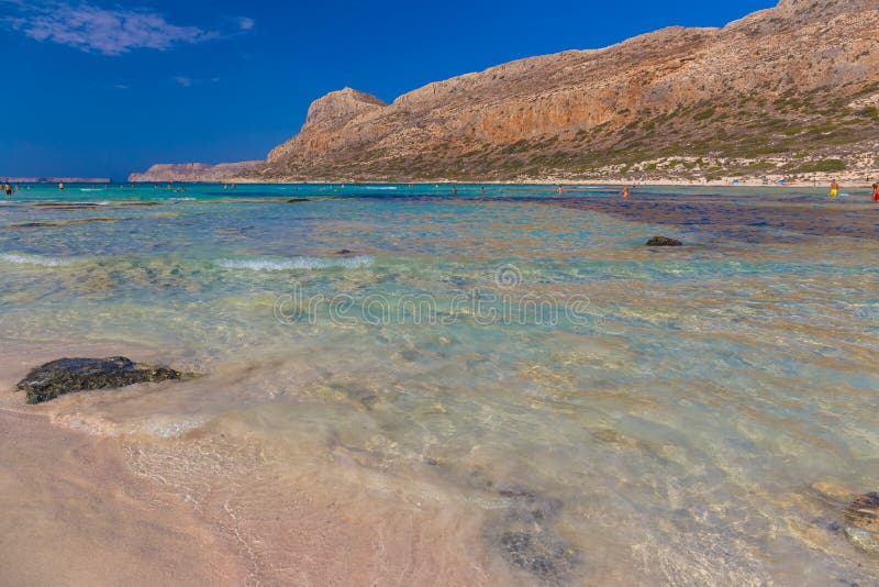 Playa y laguna, prefectura de Chania, Creta del oeste, Grecia de Balos foto de archivo Playa y laguna, prefectura de Chania, Creta del oeste, Grecia de Balos foto de archivo