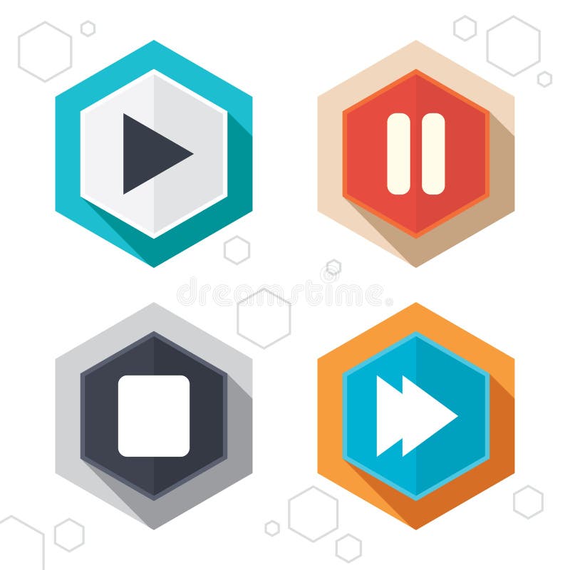 Player navigation icons. Play, stop and pause vector illustration