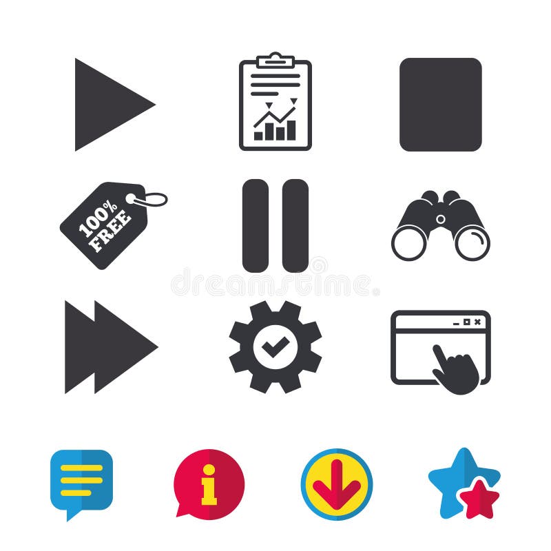 Player navigation icons. Play, stop and pause. royalty free illustration