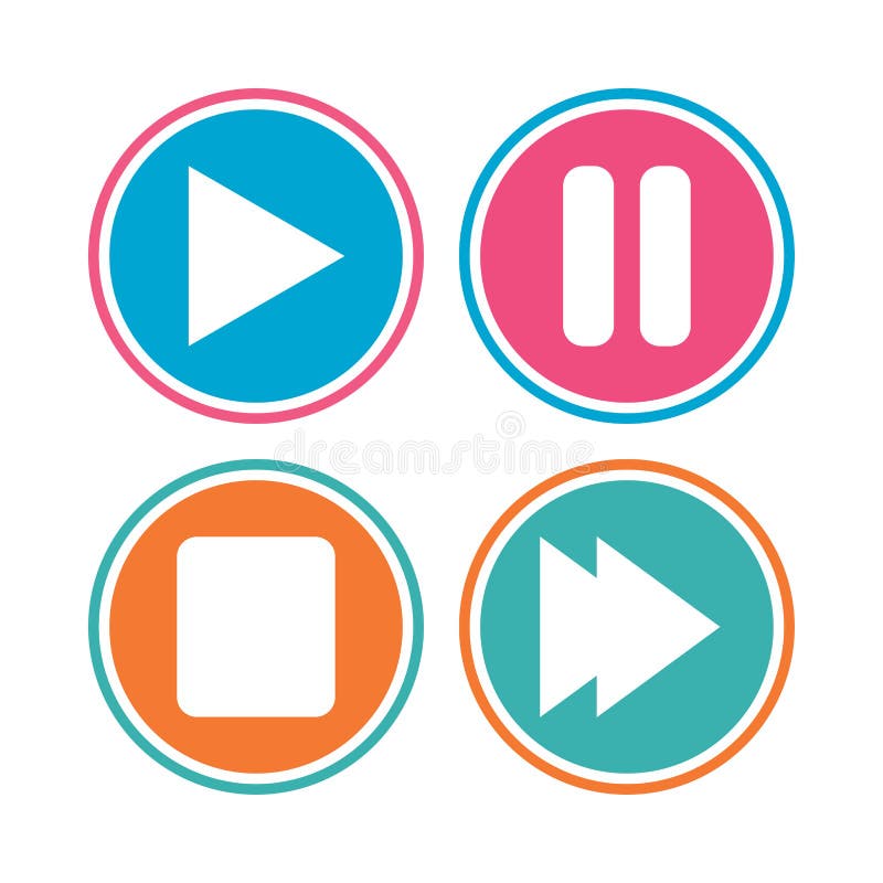 Player navigation icons. Play, stop and pause. stock illustration
