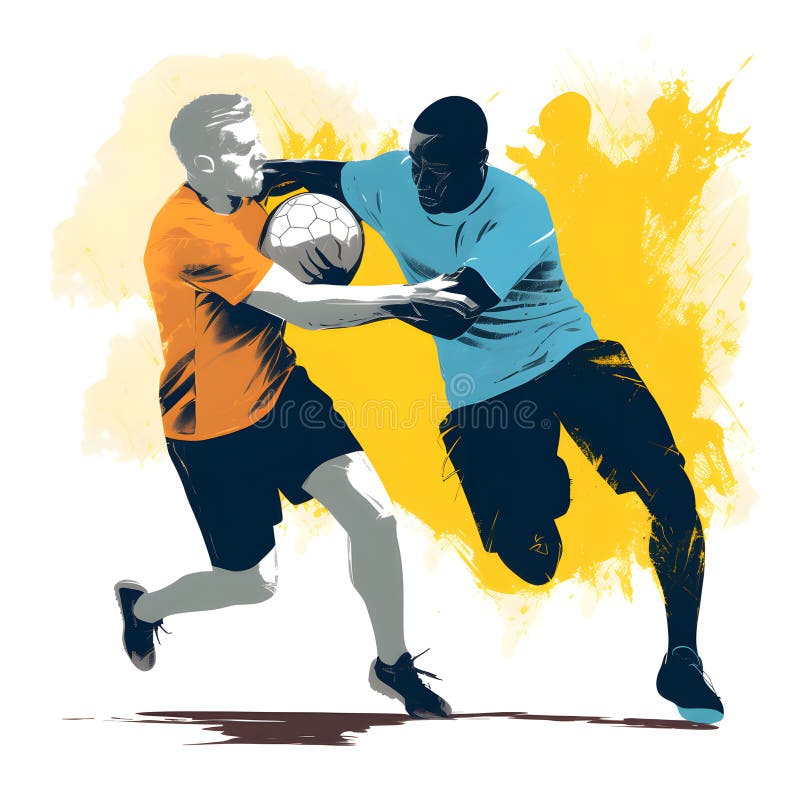 A player shielding the ball from an opponent colors created with generative AI