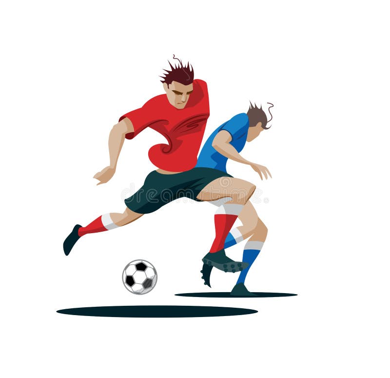 Players are Fighting for the Ball. Stock Vector Illustration of