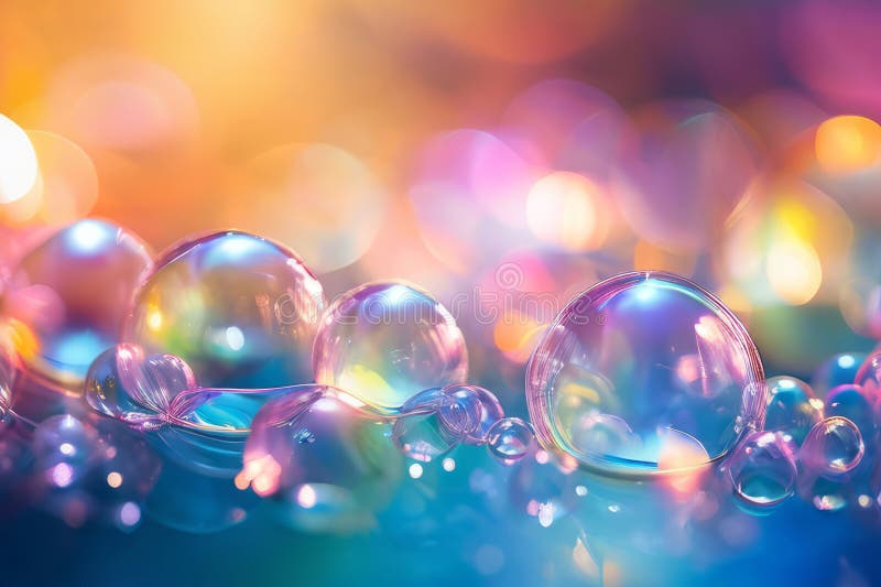 Playful abstract background with bubbles and colorful shimmering. royalty free stock photo