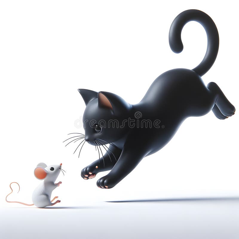 A cute cat catches nuisance mouse Royalty Free Vector Image