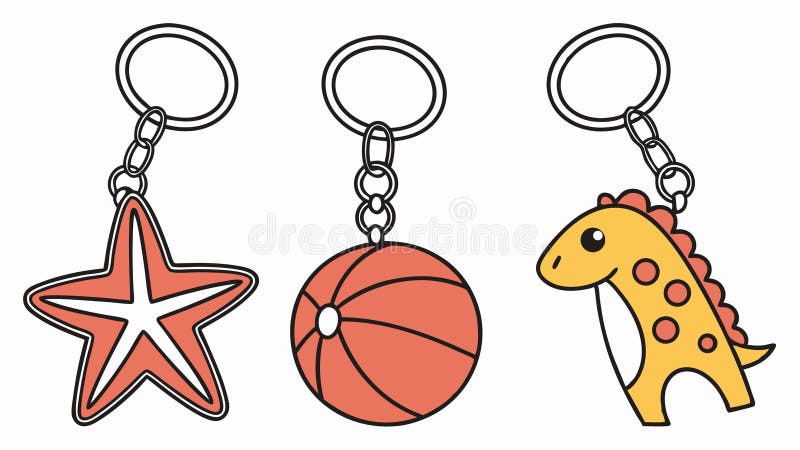 Playful collection of keychains in various fun shapes, personal accessories, vector design Generative AI royalty free illustration