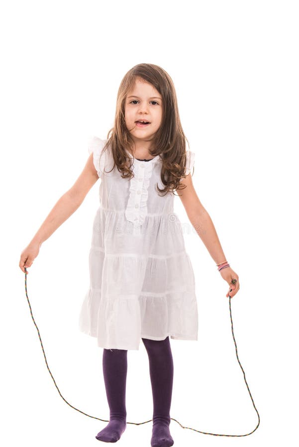 Playful girl with rope royalty free stock photos Playful girl with rope royalty free stock photos