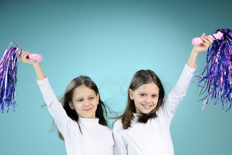 Playful girls exercising