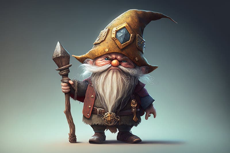 The Playful Gnome: Colorful Stylized Concept Art Stock Illustration ...