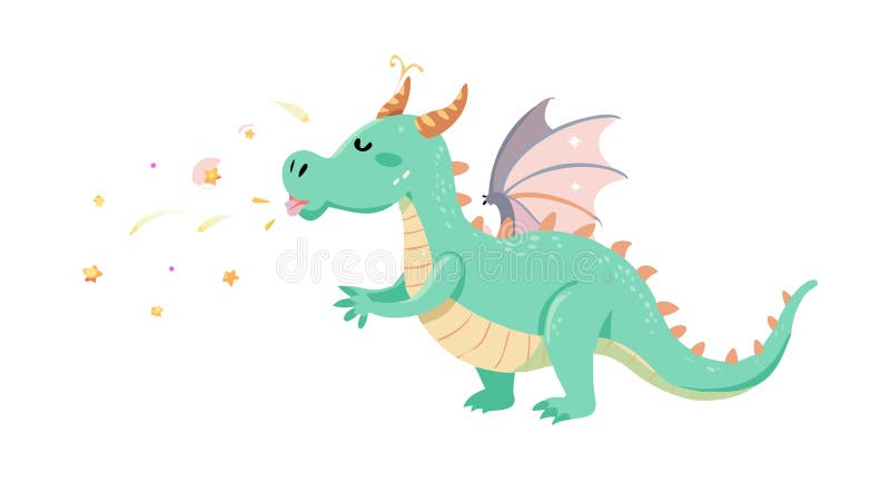 Playful Green Dragon Vector Illustration, vector design Generative AI royalty free illustration