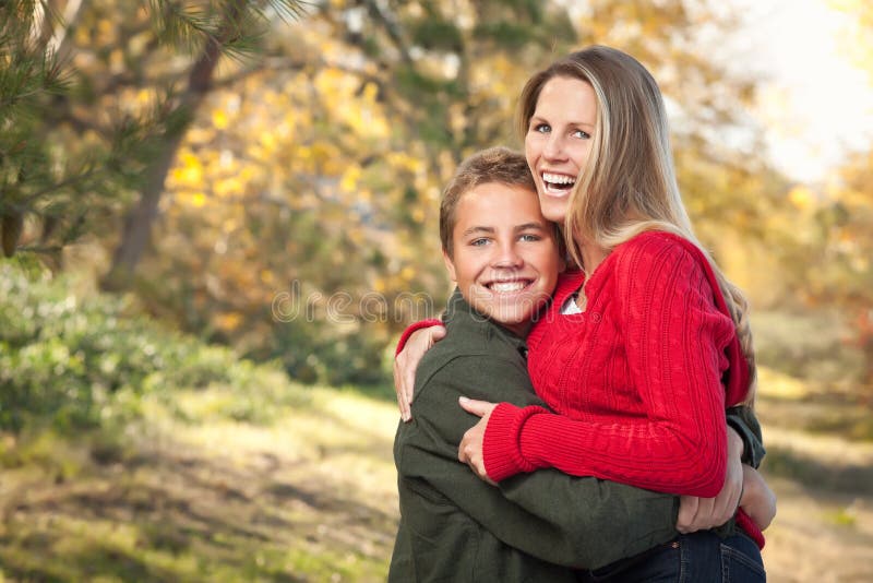 Playful Mother and Son Portrait Outdoors