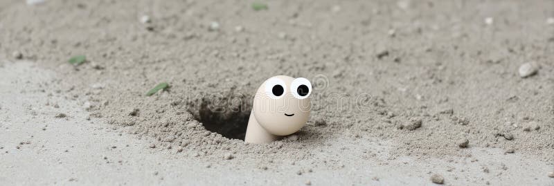 Playful Worm Emerging from Burrow stock illustration