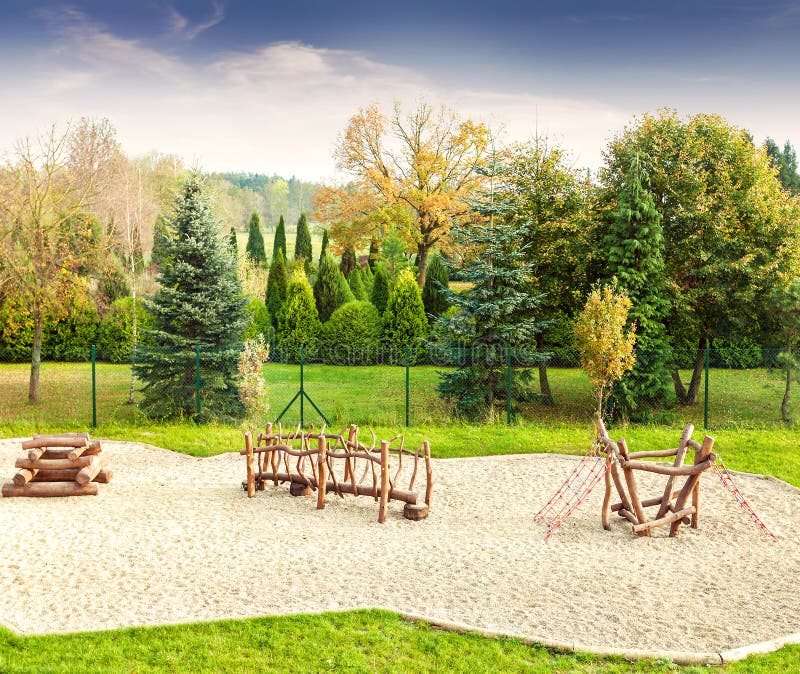 Playground on a Fresh Air in Sunny Day Stock Photo Image of kids