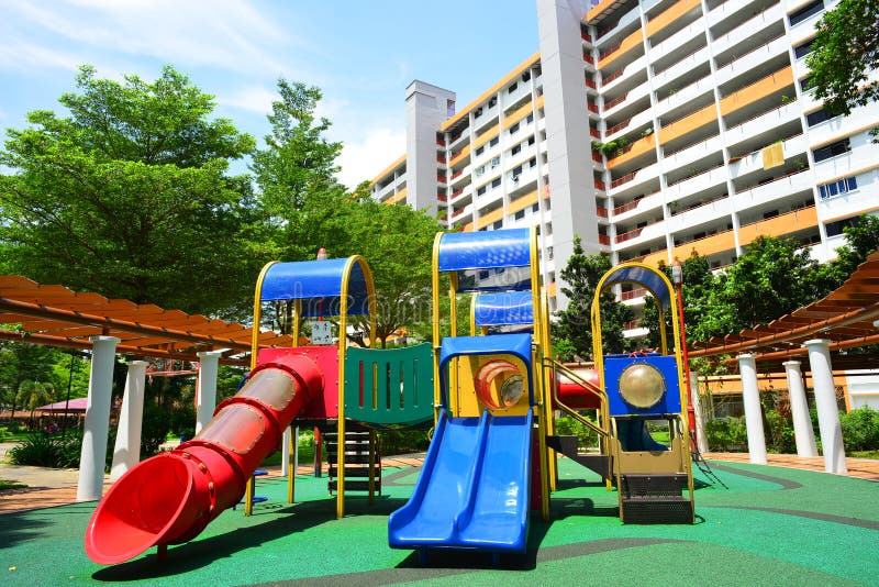 Playground and Housing of Singapore Landscape Editorial Stock Photo