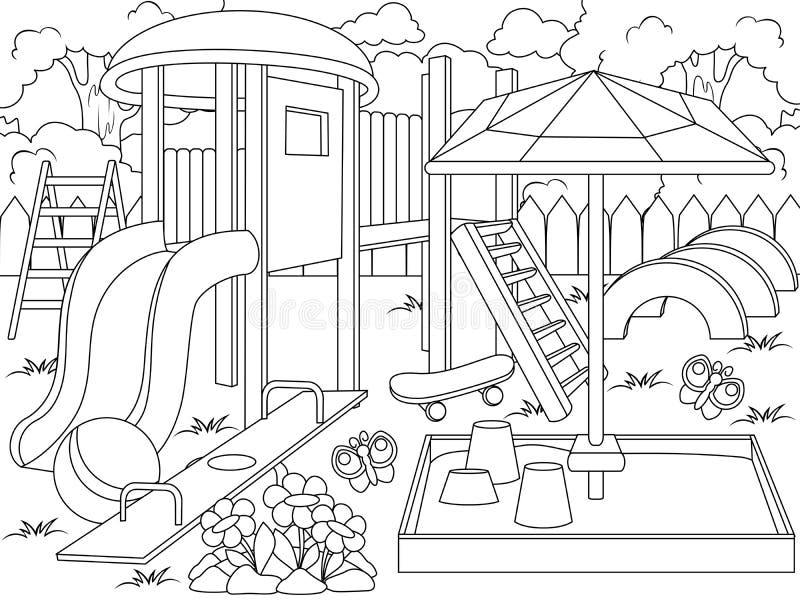 Criança No Projeto Do Livro Para Colorir Do Campo De Jogos Ilustração do  Vetor - Ilustração de infância, sorriso: 78657063