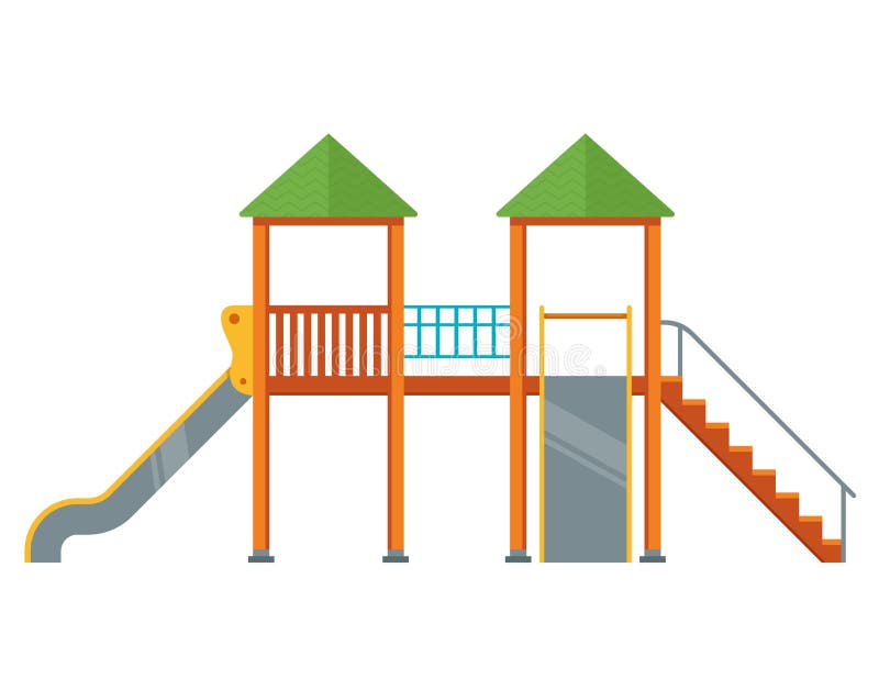 Playground with Slides. Complex in the Yard on a White Background Stock  Illustration - Illustration of cartoon, childhood: 148482255