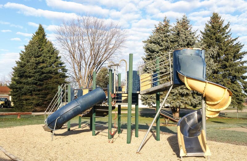 Playground in Suburban Neighborhood Stock Photo - Image of equipment ...