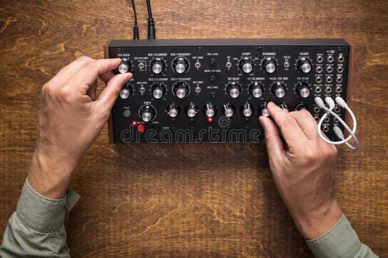Playing on analog synthesizer royalty free stock photos Playing on analog synthesizer royalty free stock photos