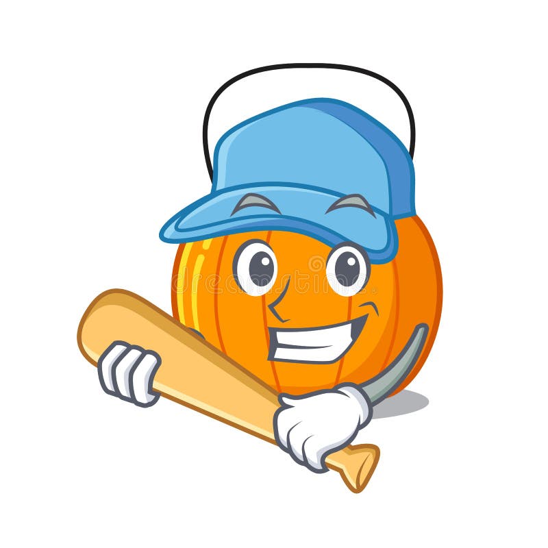 Playing Baseball Candy Bucket in a Cartoon Jar Stock Vector