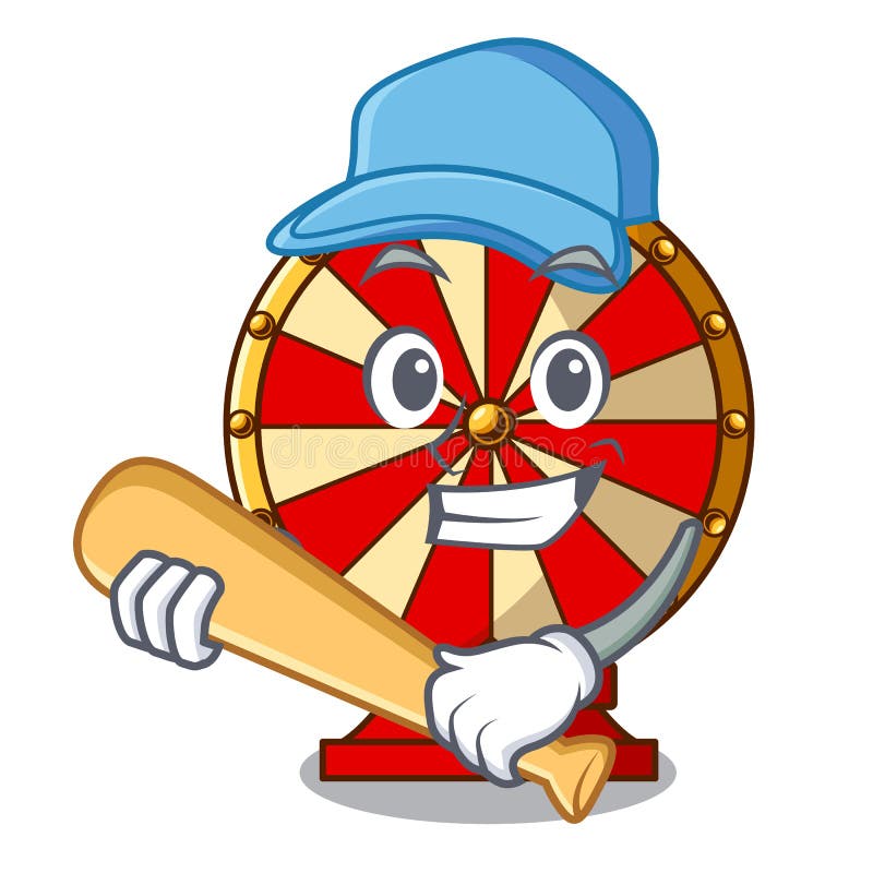 Playing Baseball Spinning Wheel Game the Mascot Shape Stock Vector