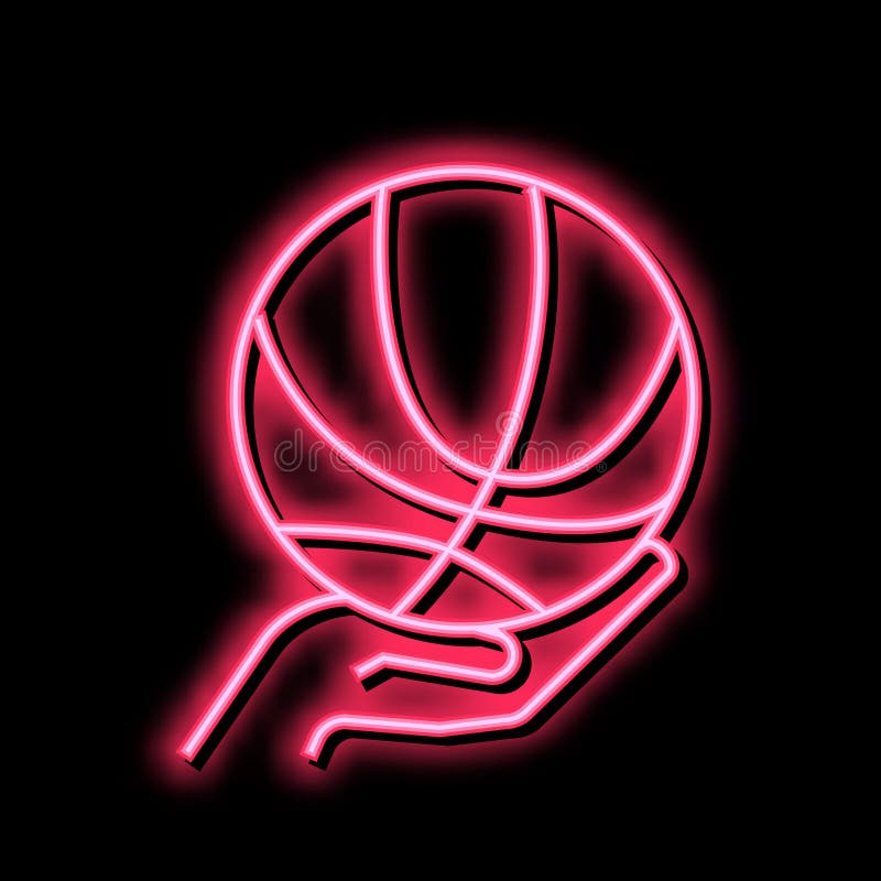 Playing Basketball Neon Glow Icon Illustration Stock Vector