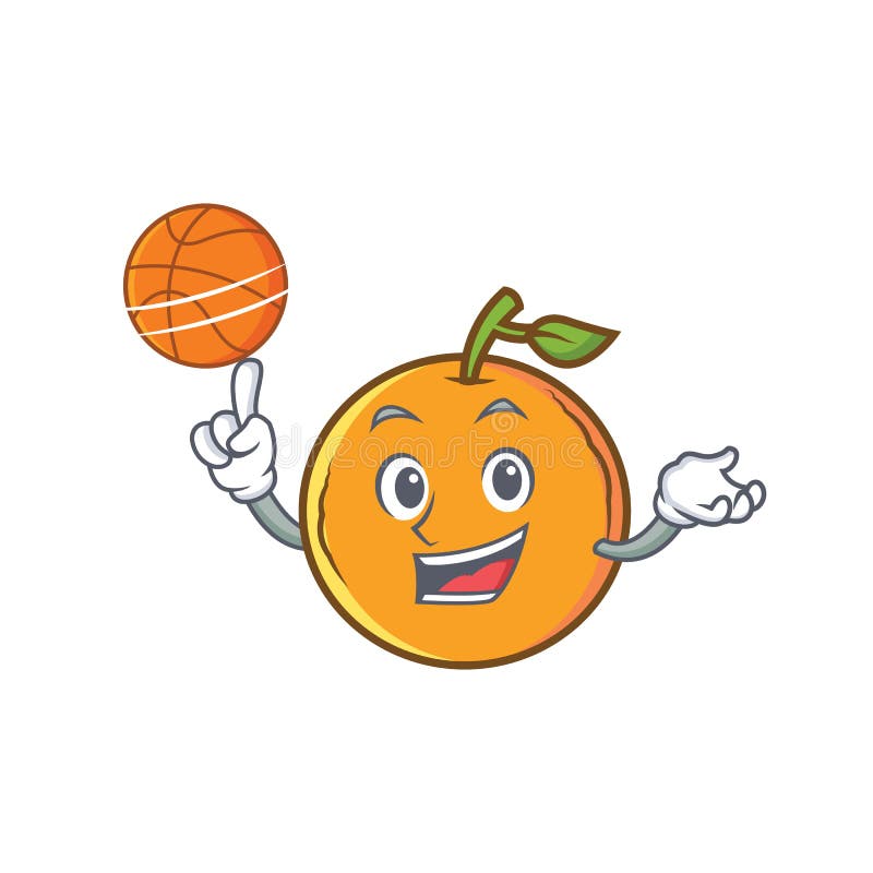 With Basketball Orange Character Cartoon Style Stock Vector