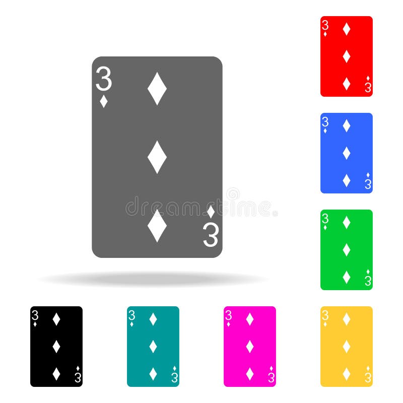 Playing Card Diamond Suit Three Icon. Elements in Multi Colored Icons