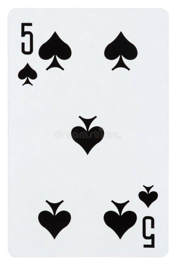 Playing card five of spades isolated on white royalty free stock photos