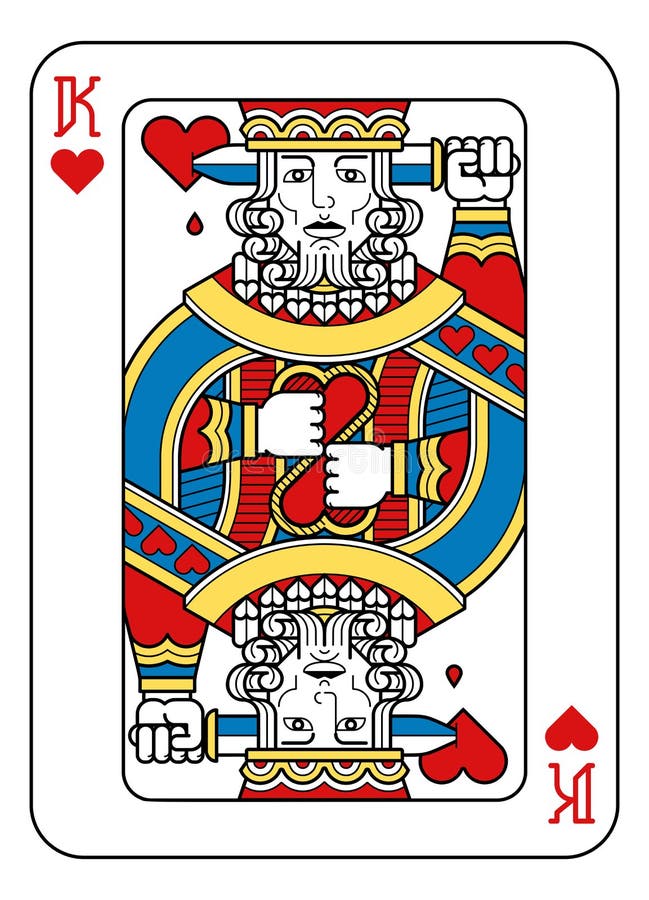 Playing Card King of Hearts Yellow Red Blue Black