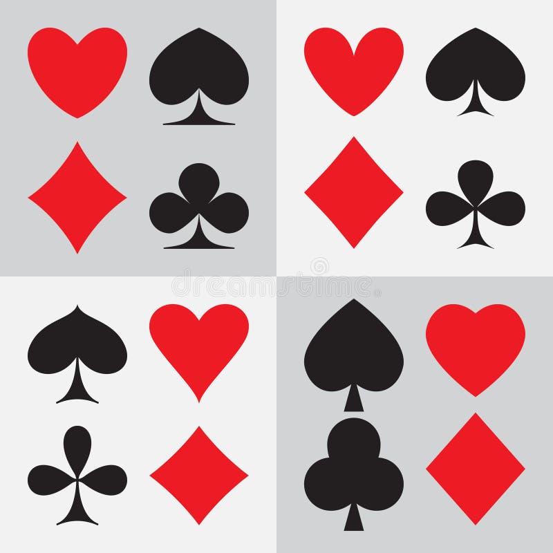Playing Card Suits Four Different Types of Design Stock Vector