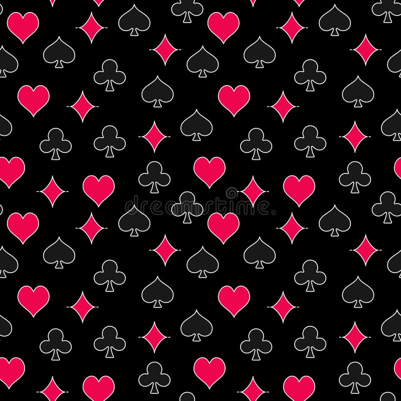 Playing Card Suits vector Gambling concept colored Seamless Pattern vector illustration