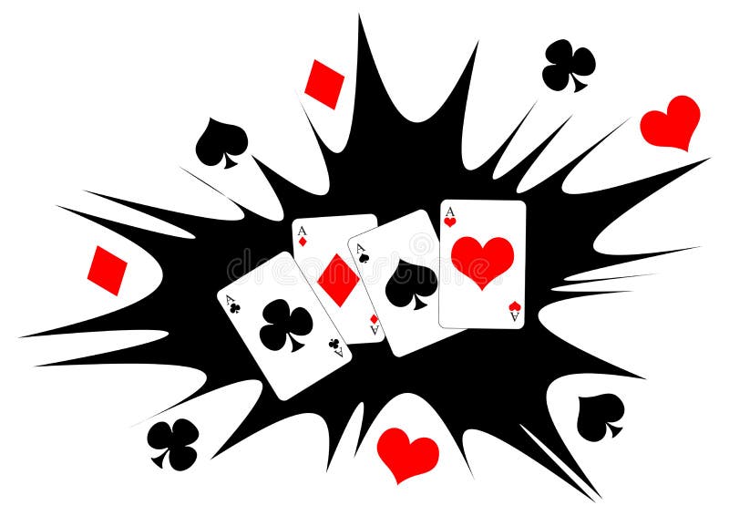 Playing cards. Four aces poker hand over black and white abstract background. Poker black white vectors