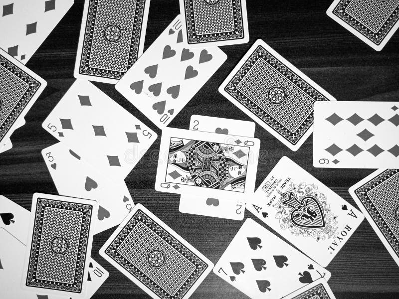 Playing Cards Black and White Stock Image - Image of white, indoor