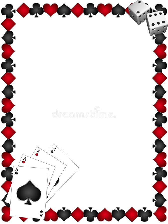 Playing Cards with border on a white background. Poker black white illustrations
