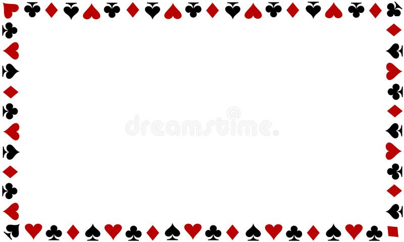 Playing cards border on white background