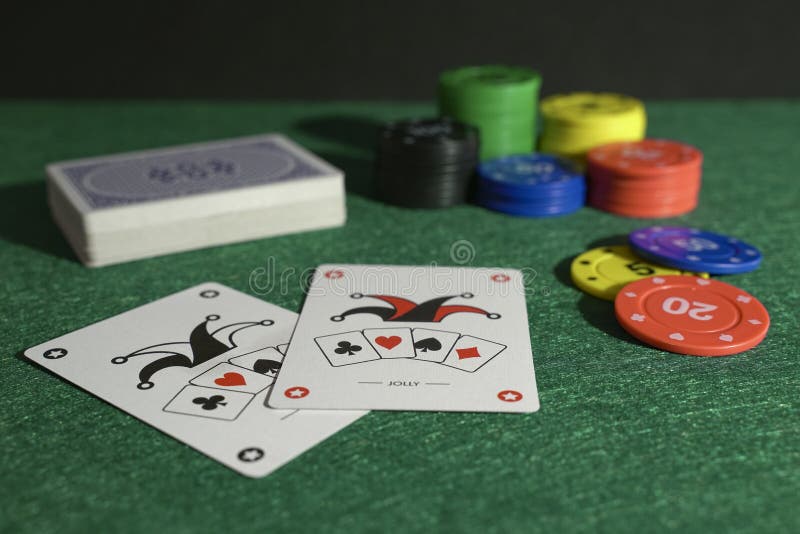 Playing cards and chips stock photo. Image of table 257573772