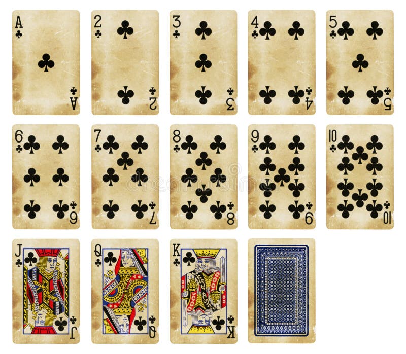 Clubs Suit Vintage Playing Cards, Set include Ace, King, Queen, Jack and  Ten - isolated on white Stock Photo - Alamy