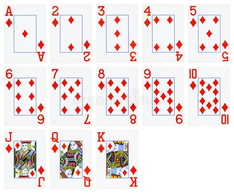 Playing Cards of Diamond Suit Isolated on White Stock Illustration