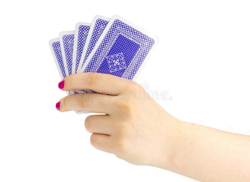 Hand Holding Two Playing Cards Isolated Stock Photo Image of risk