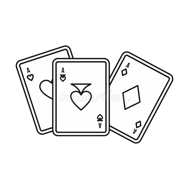 Playing Cards Icon, Outline Style Stock Vector Illustration of full