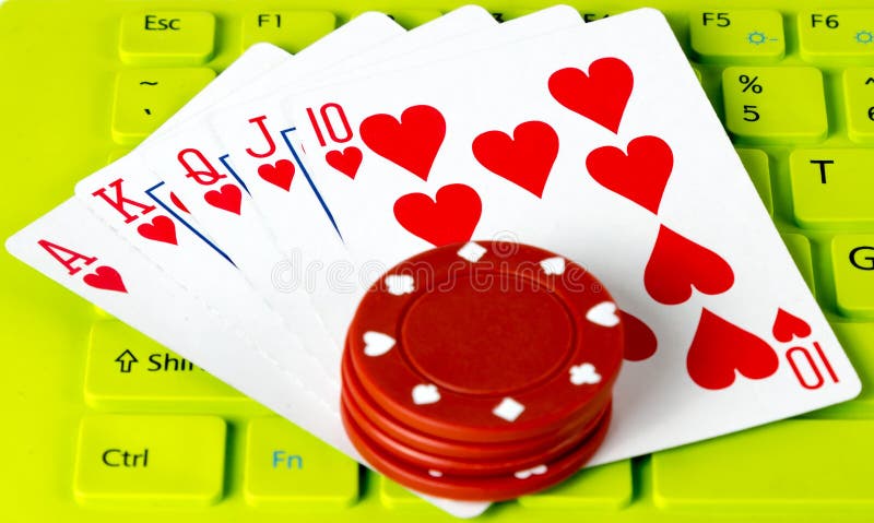 Playing cards in Keyboard green royalty free stock images