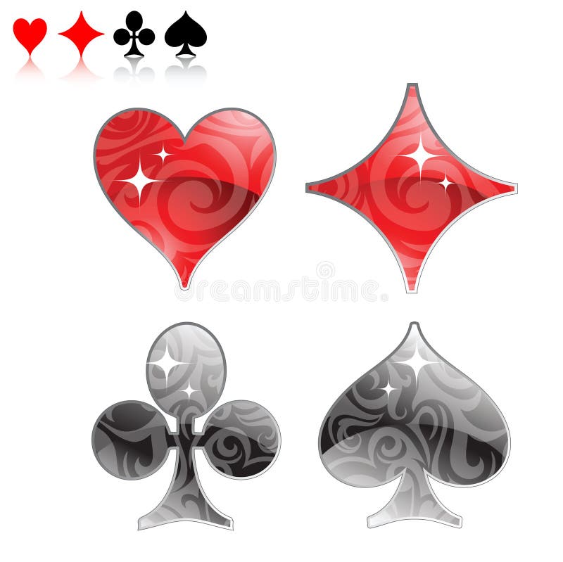 Set of playing card logos on white. Poker black white vectors