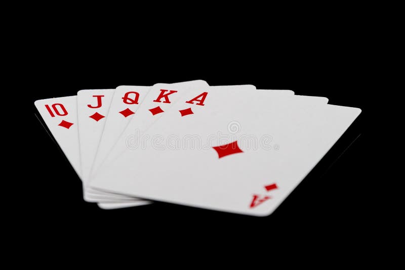 The combination of playing cards poker casino. Isolated on black background.