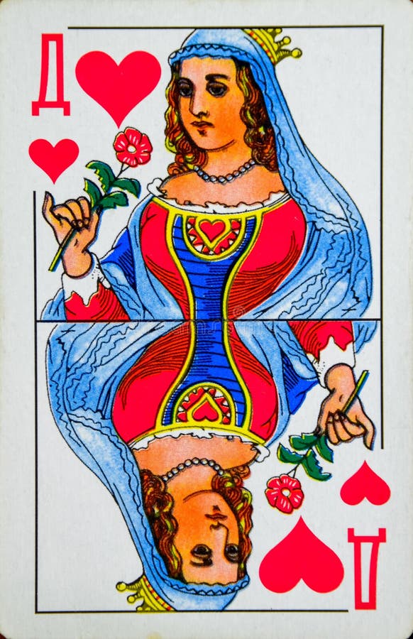 Playing cards Queen of hearts - playing card suit royalty free stock photo