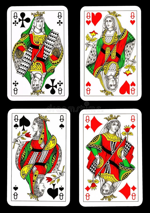 Playing cards queens stock illustration. Illustration of luck 22464514