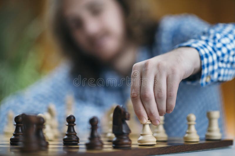 Playing Chess. Man Thinking about His Next Chess Move Stock Image - Image  of strategy, game: 213752197