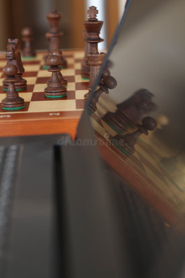 Chess Background. Play Chess Online. Playing Chess with Laptop. Remote  Online Education, Communication with Chess Coach, Family. Stock Image -  Image of family, issues: 199772003