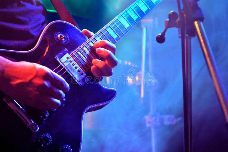 Playing Electric Guitar royalty free stock photography