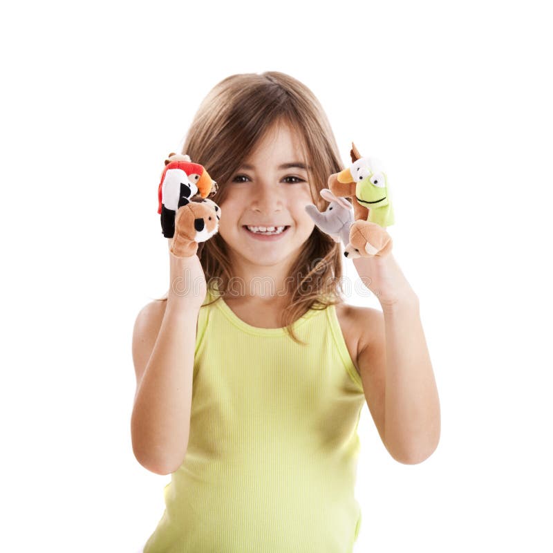 Playing with Finger Puppets Stock Photo Image of girl, portrait 17078182